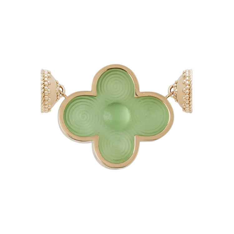 Clara Williams Classic Petal Green Chiara Glass 14K Bezel Centerpiece