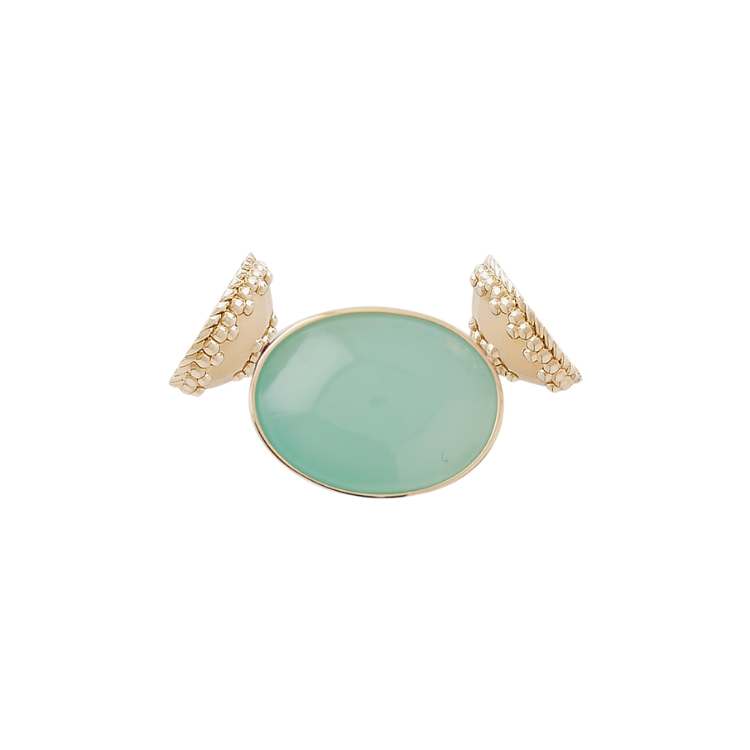 Clara Williams Oval Green Chalcedony 14K Bezel Centerpiece