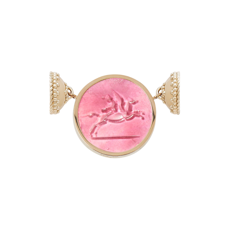 Clara Williams Baby Pegasus Rubellite Chiara Glass 14K Bezel Centerpiece