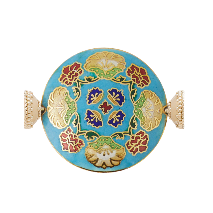 Clara Williams Blue Enamel Floral Disk Centerpiece
