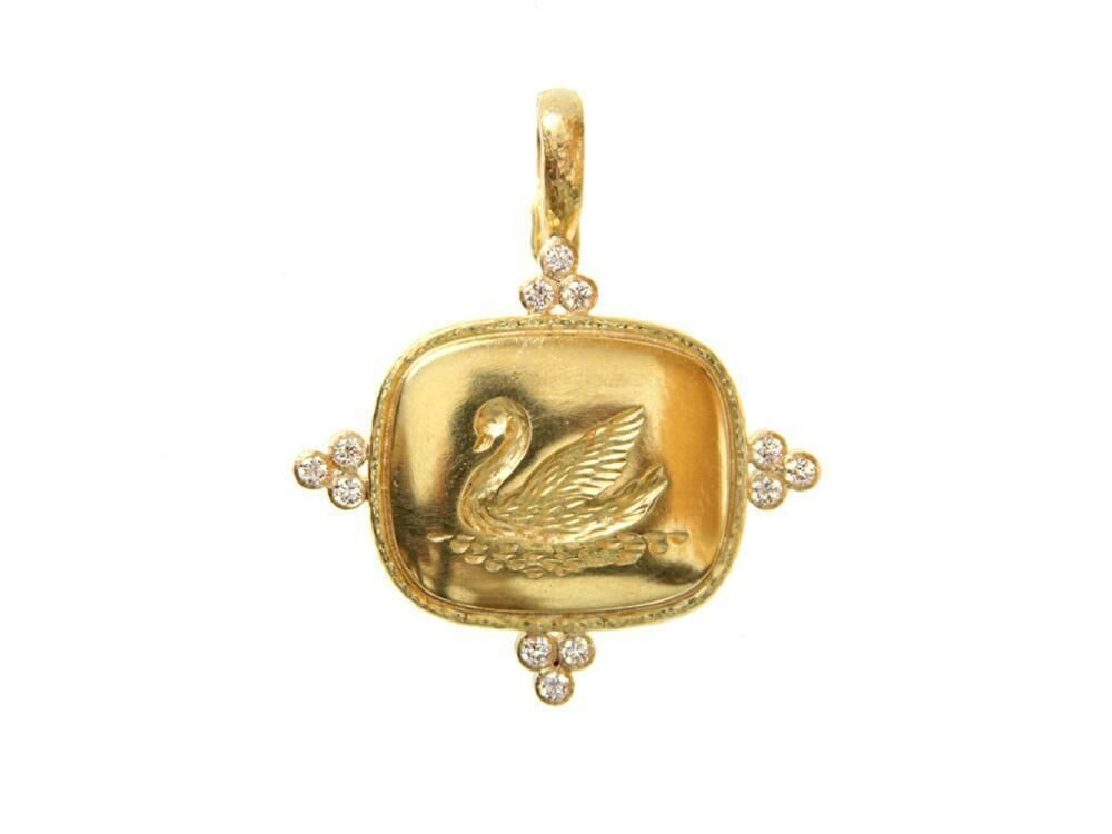 Elizabeth Locke Gold “Swan” Diamond Pendant