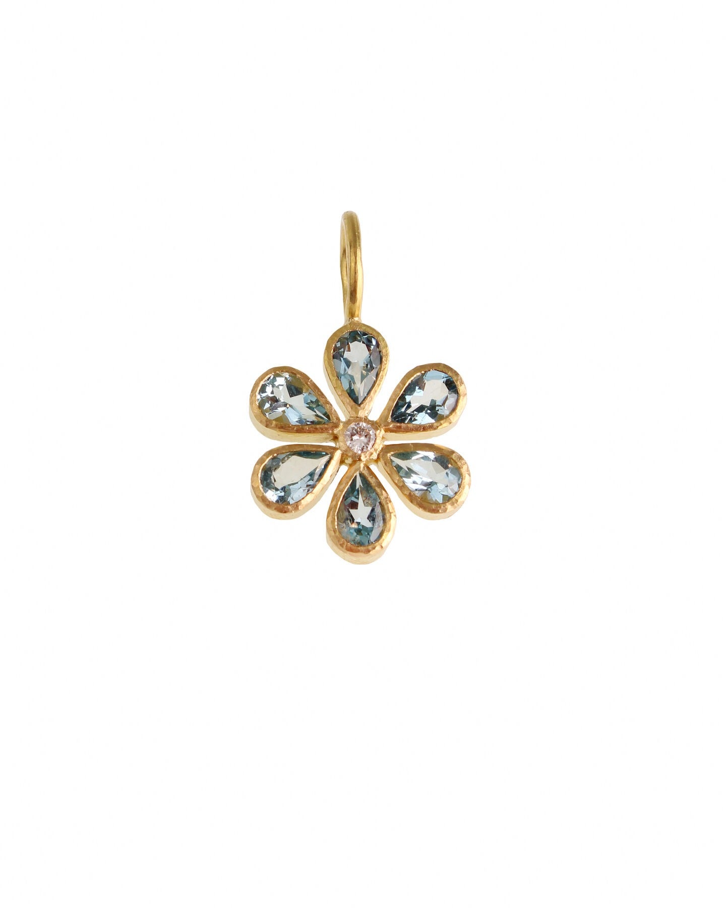 Elizabeth Locke Aquamarine & Diamond Flower Pendant