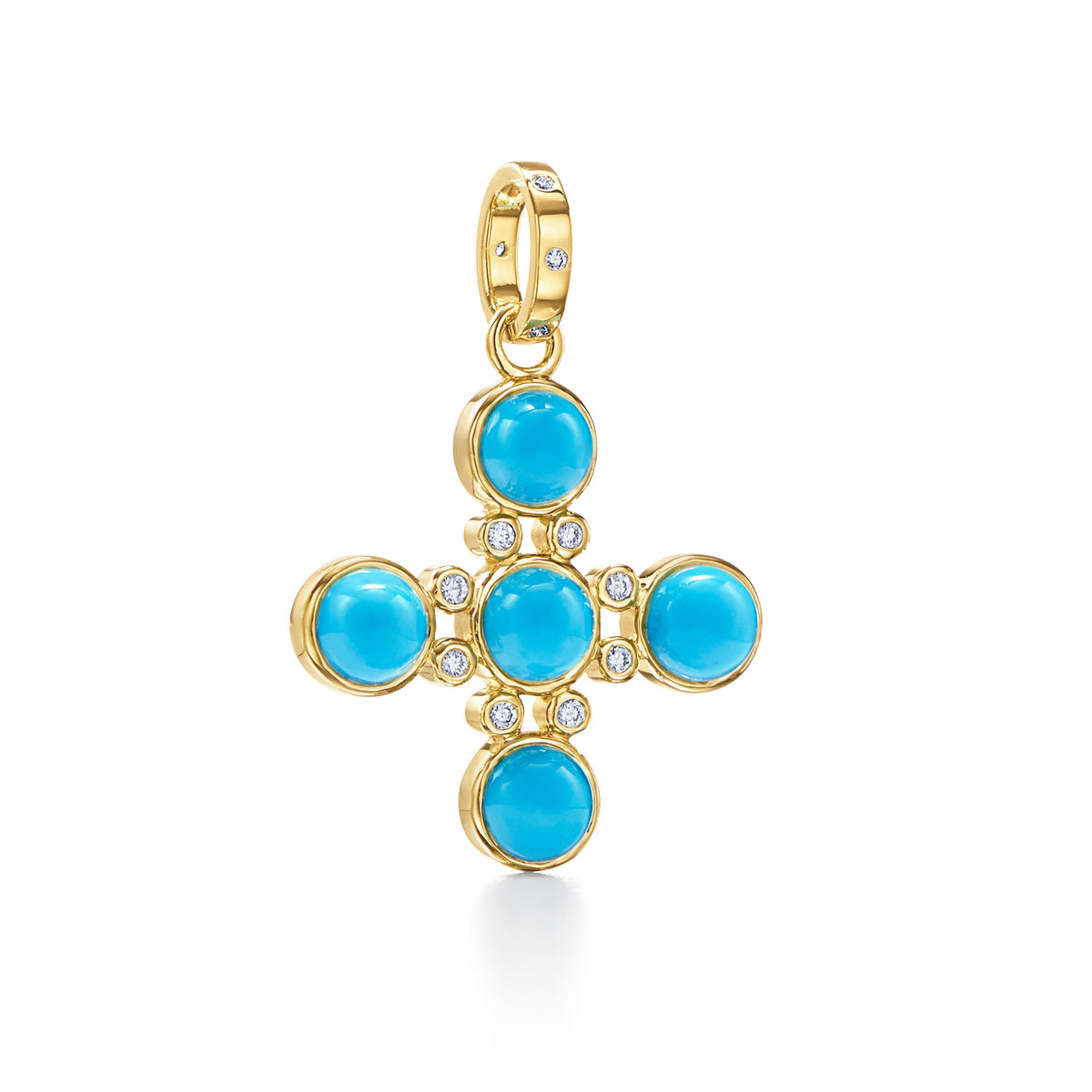 Temple St. Clair Turquoise Small Four Elements Cross Pendant