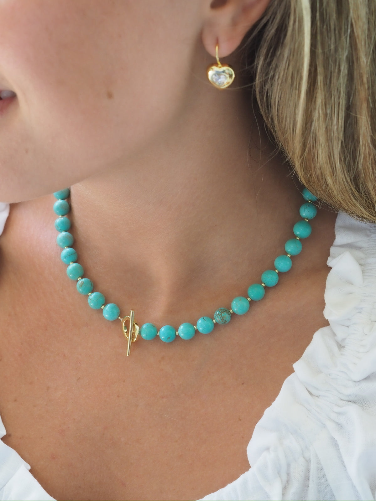 Goldbug Collection Turquoise Gemstone Toggle Charm Necklace