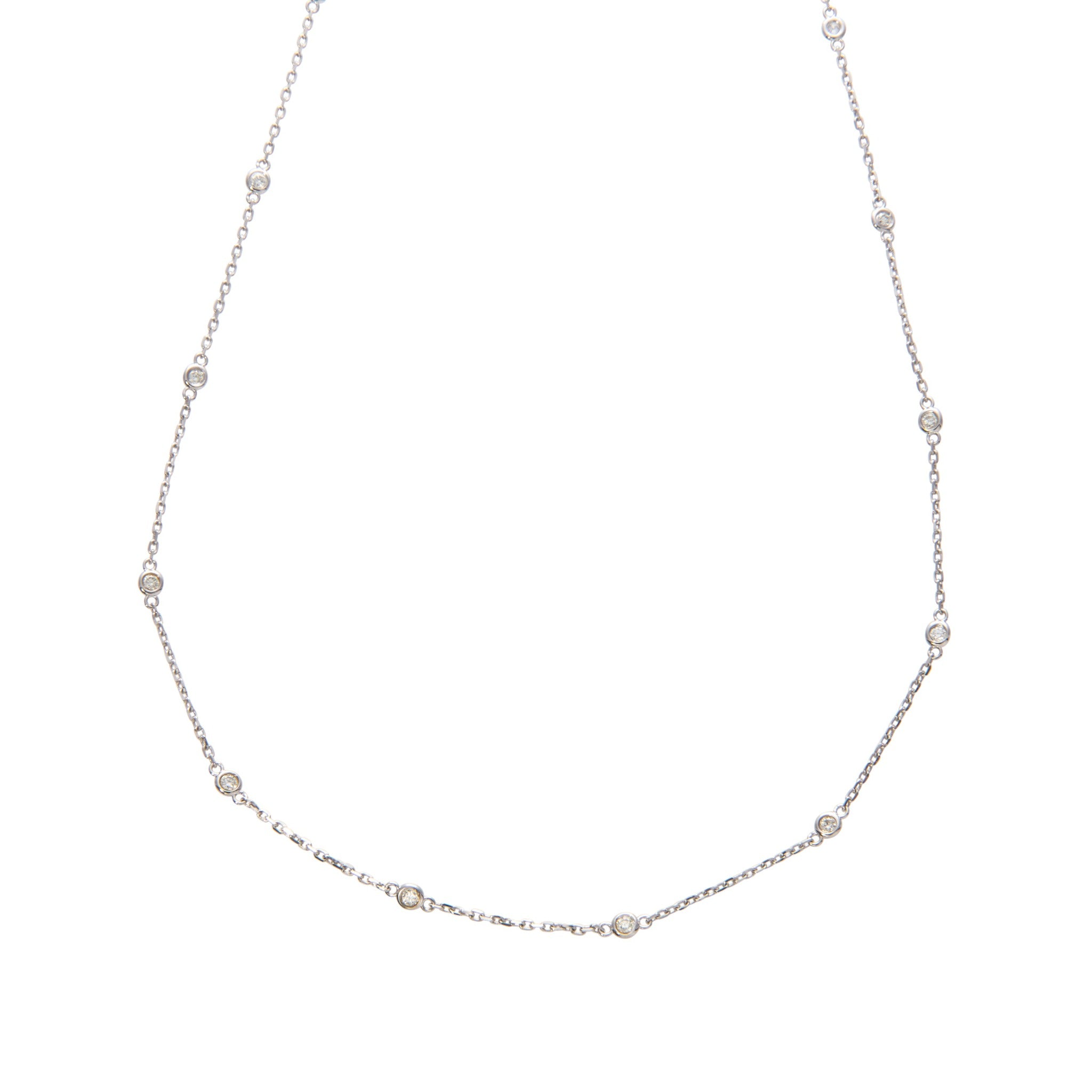 .56ct Diamond by the Yard 14 Station 14K White Gold Necklace