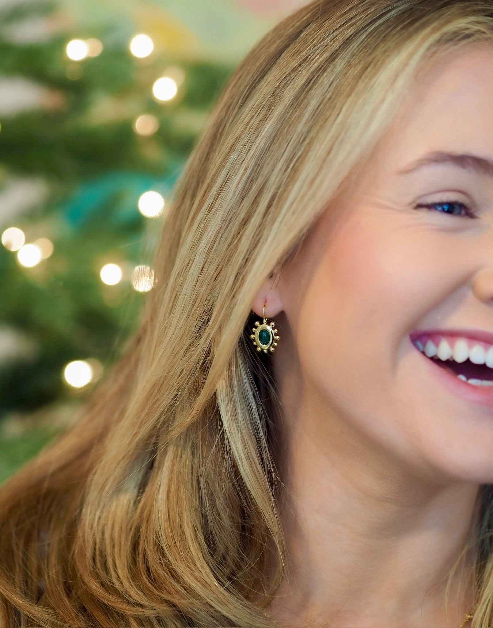 Goldbug Collection Malachite Twiggy Drop Earrings