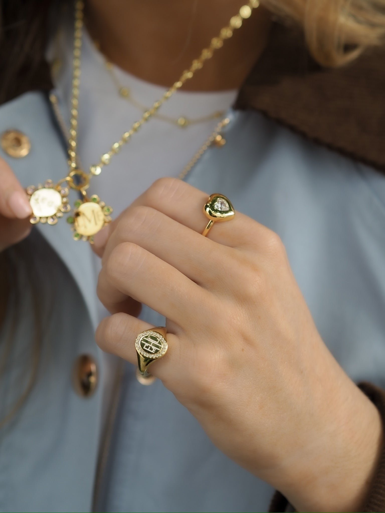 Goldbug Collection Pavé Crest Signet Ring