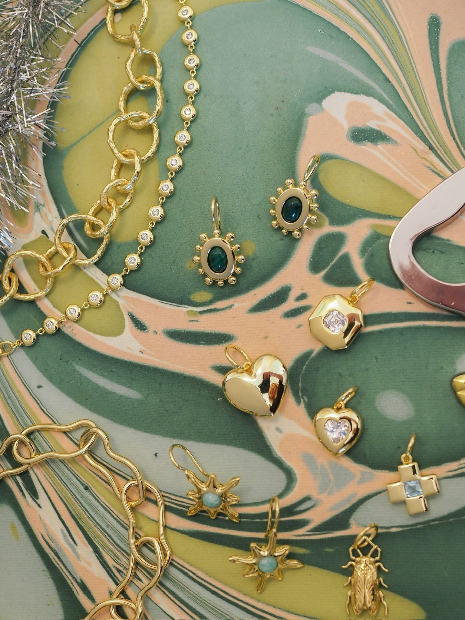 Goldbug Collection Malachite Twiggy Drop Earrings