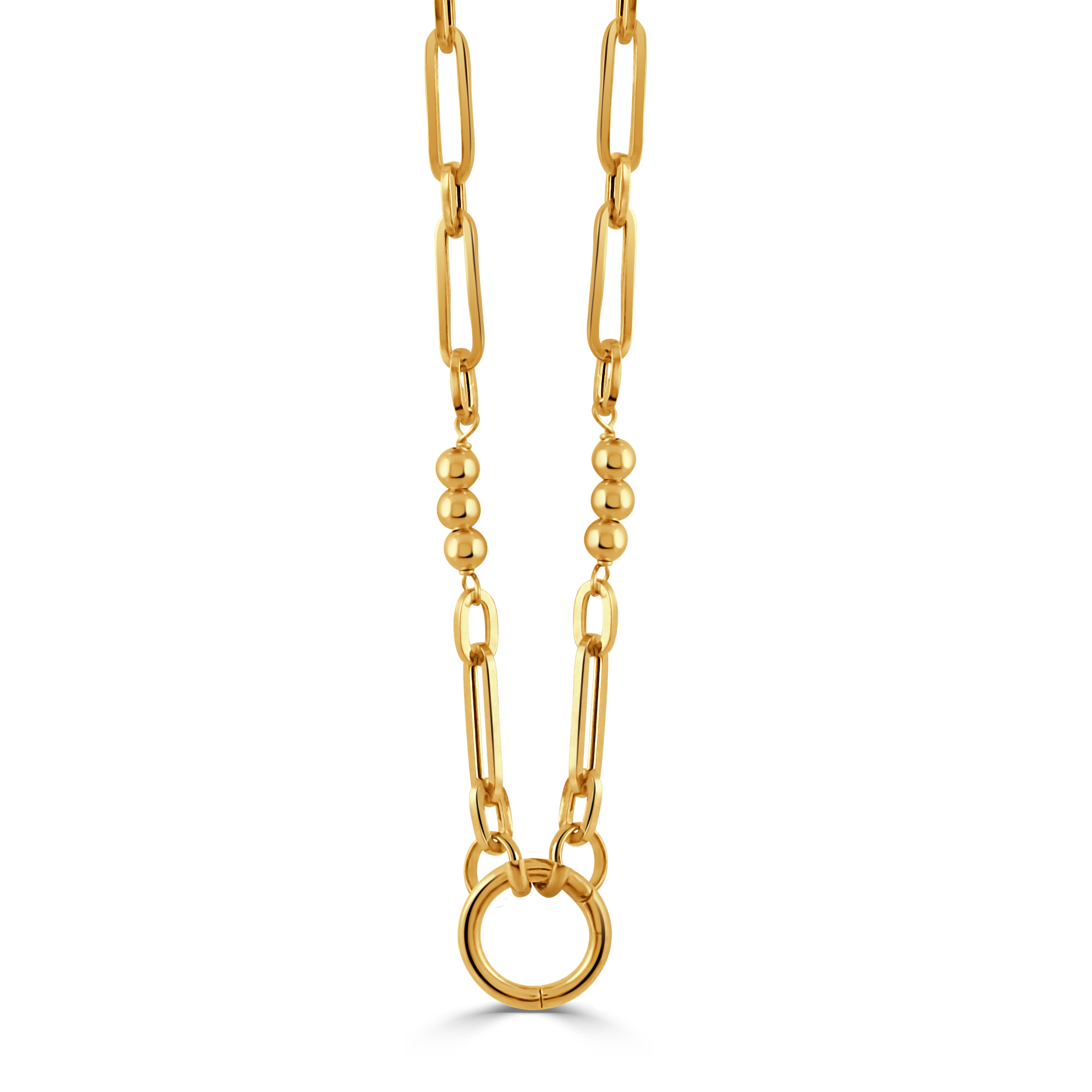 14K Yellow Gold O-Clip & Mixed Link Chain Necklace