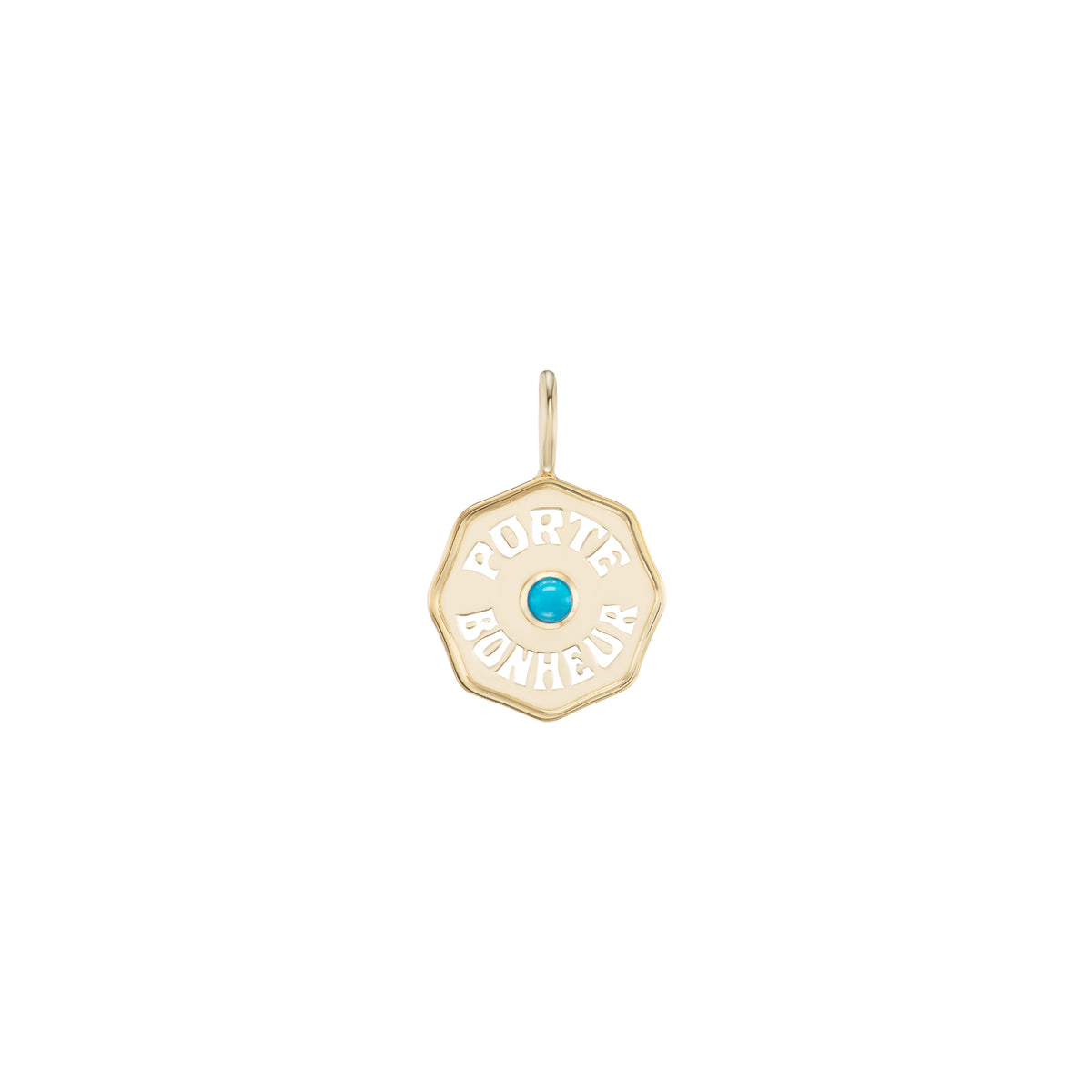 Marlo Laz Petite Porte Bonheur Enamel Charm Turquoise