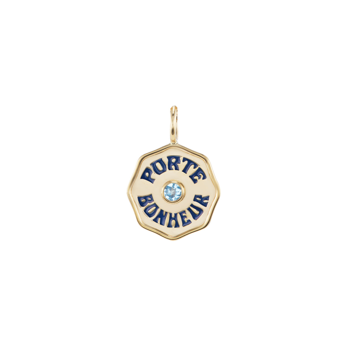 Marlo Laz Mini Porte Bonheur Enamel Charm Aquamarine