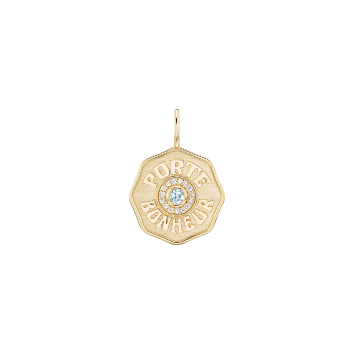 Marlo Laz Mini Porte Bonheur Diamond Halo Charm Aquamarine