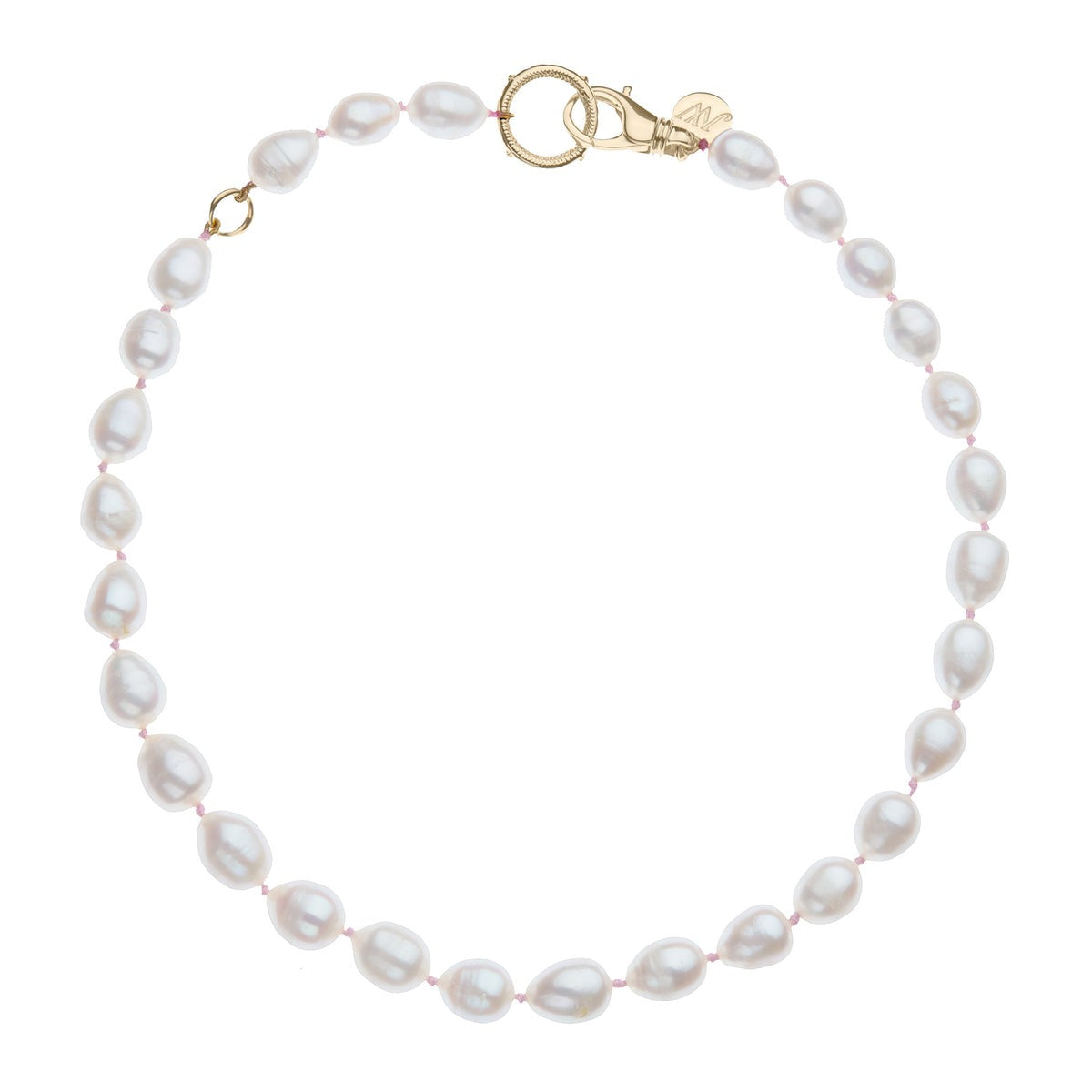 Jane Win White Pearl Lariat Adjustable Necklace