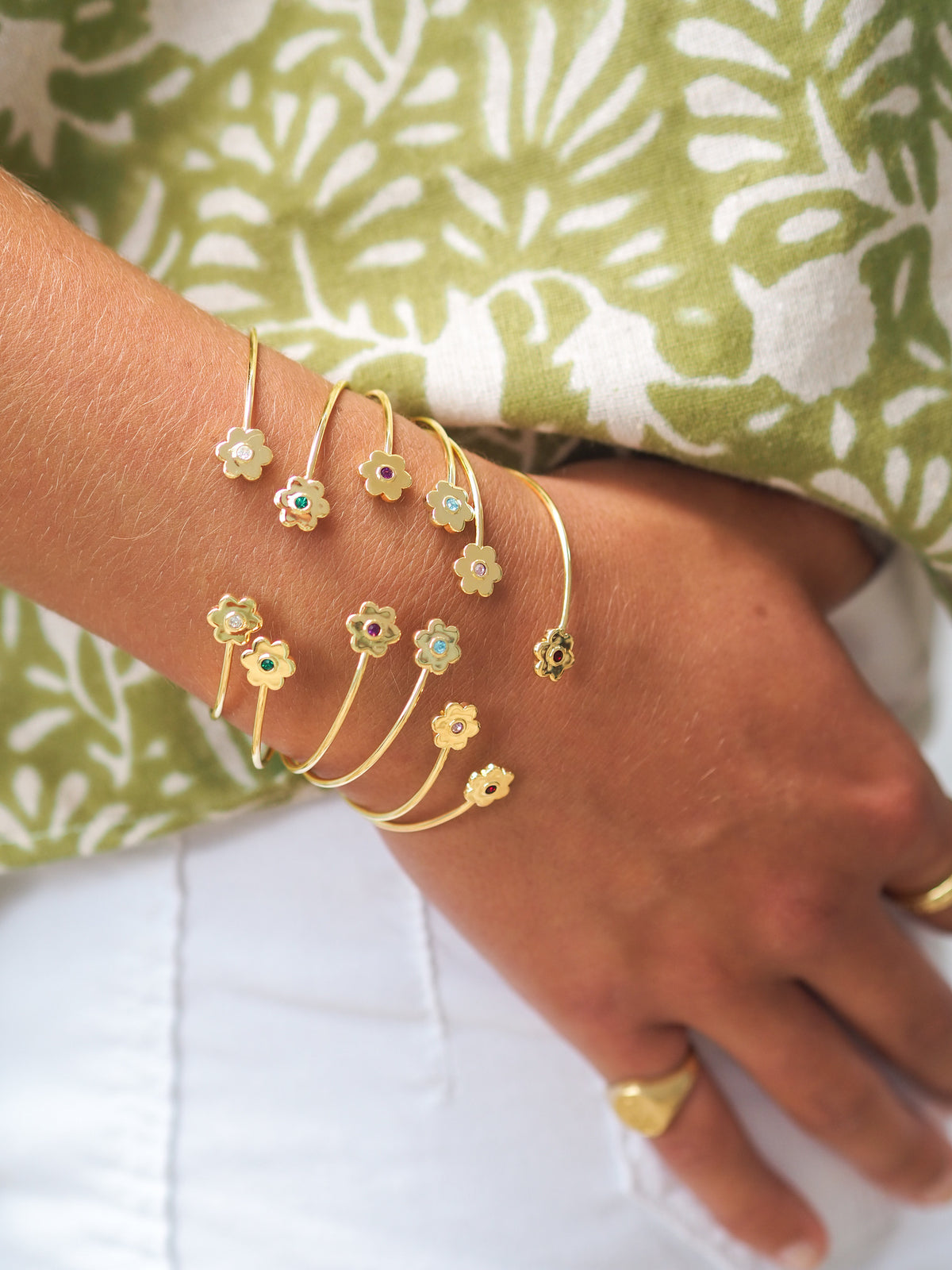 Goldbug Collection Birthstone Daisy Cuffs