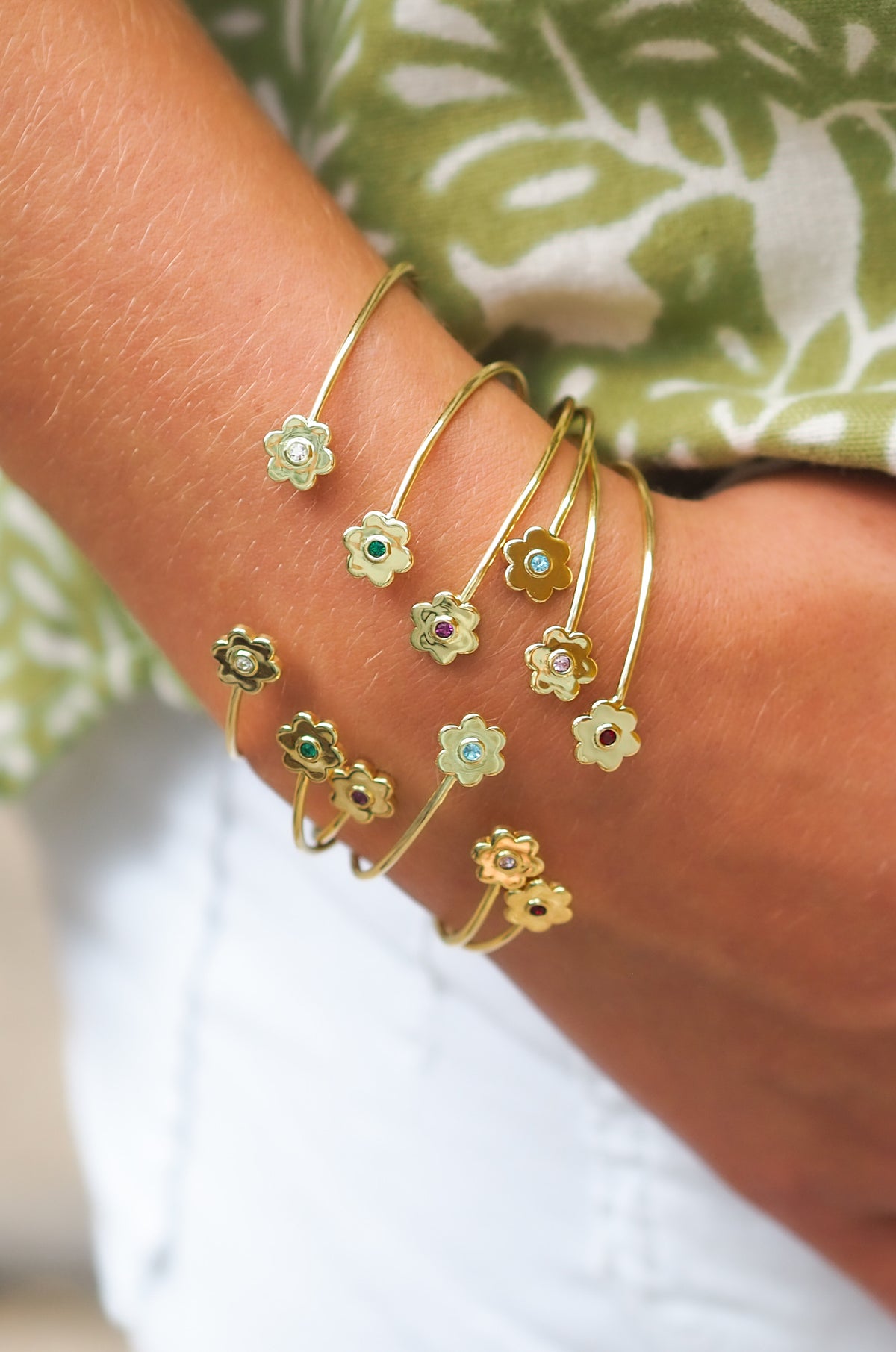 Goldbug Collection Birthstone Daisy Cuffs