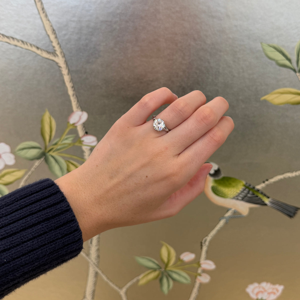 Estate 3ct K SI1 Round Brilliant Diamond Platinum Engagement Ring