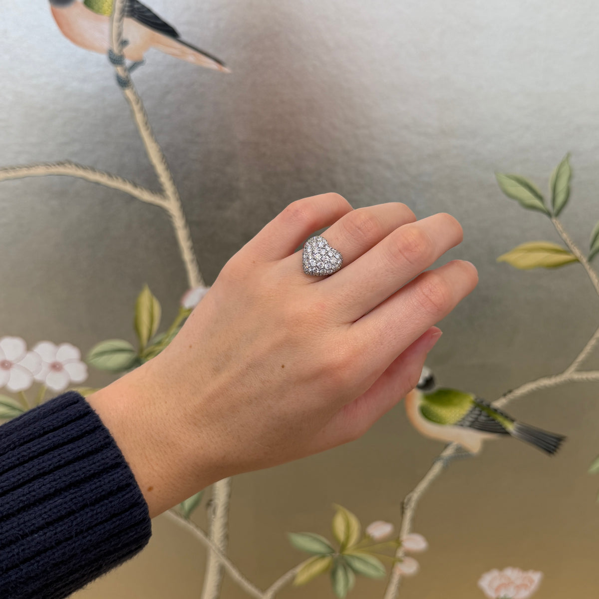 Estate 2.26ctw Diamond Pavé Platinum Heart Ring