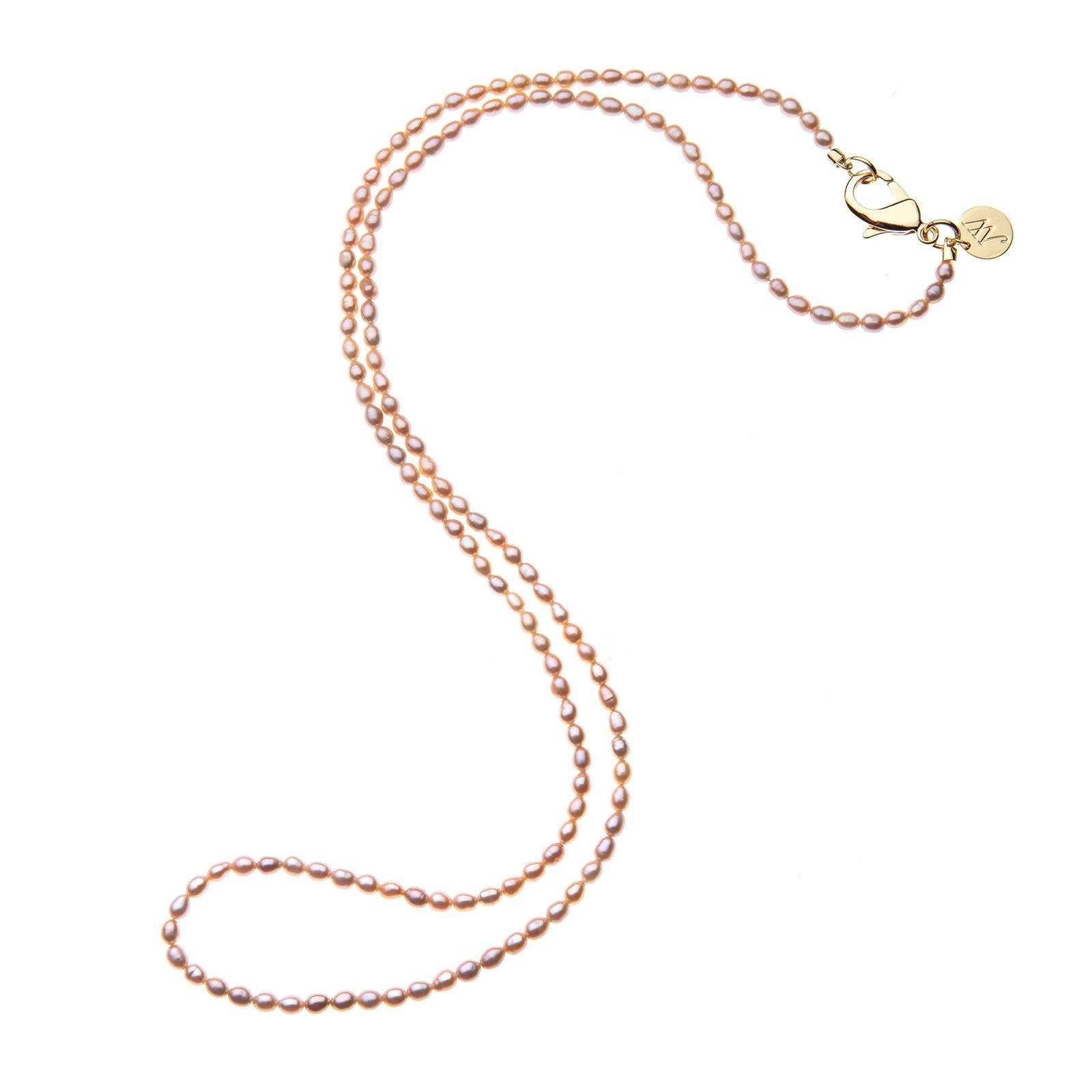 Jane Win Pink Rice Pearl Double Wrap Necklace 32"