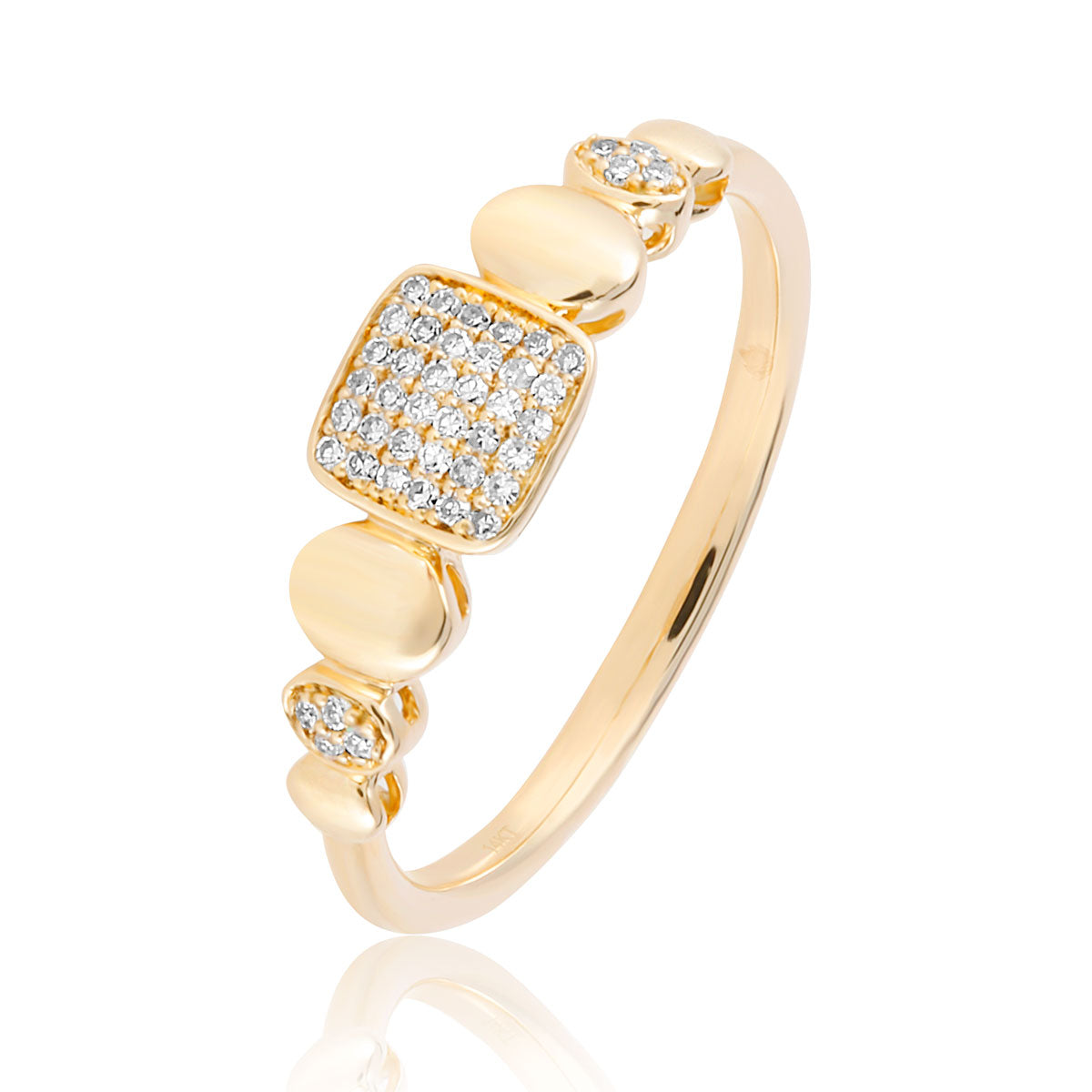 Diamond Pavé Cushion 14K Yellow Gold Ring