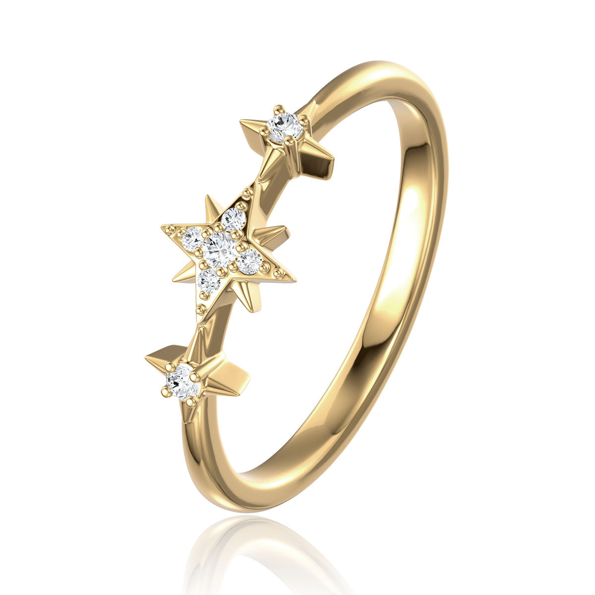 Diamond Starburst 14K Yellow Gold Ring