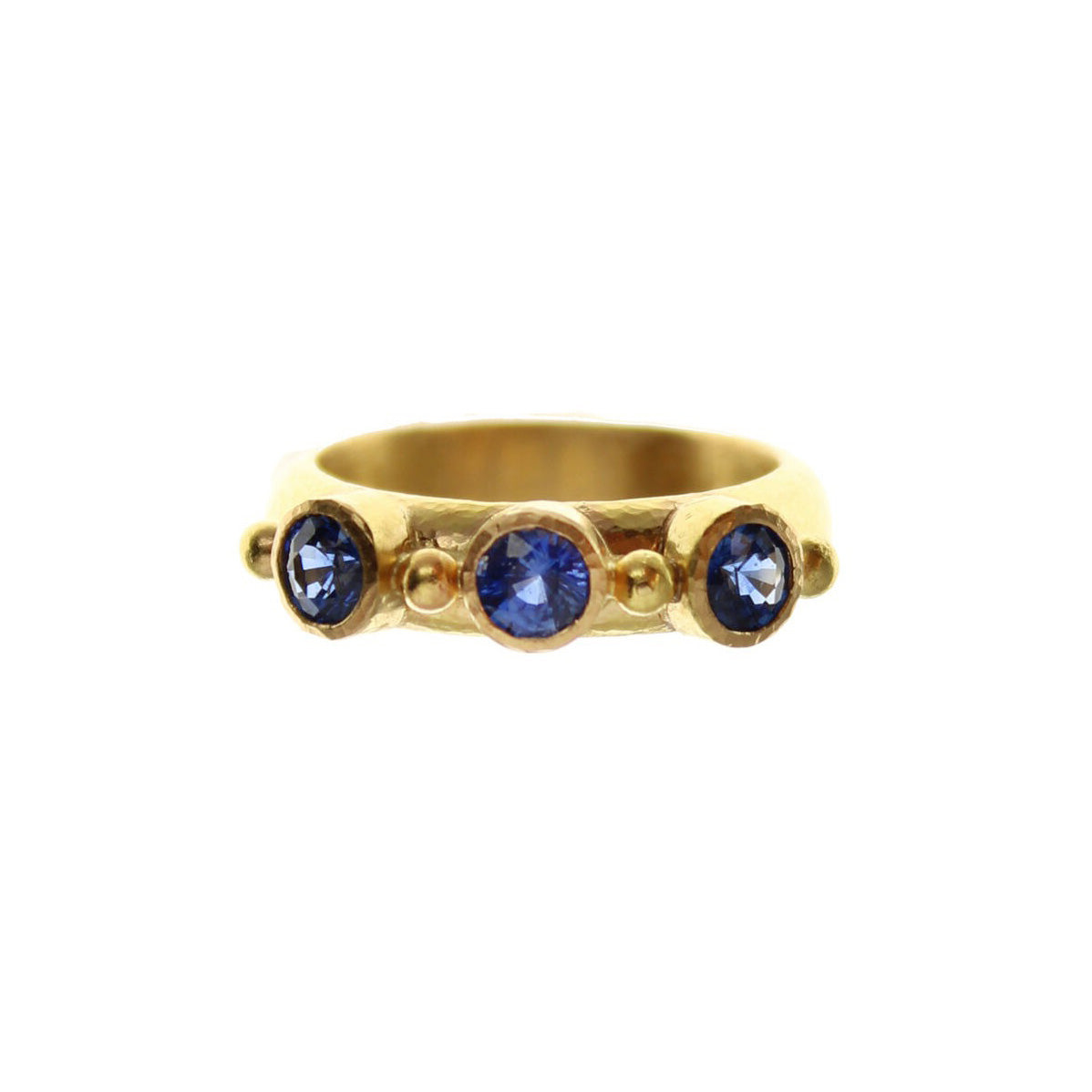 Elizabeth Locke Round Blue Sapphire Gold Dot Stack Ring