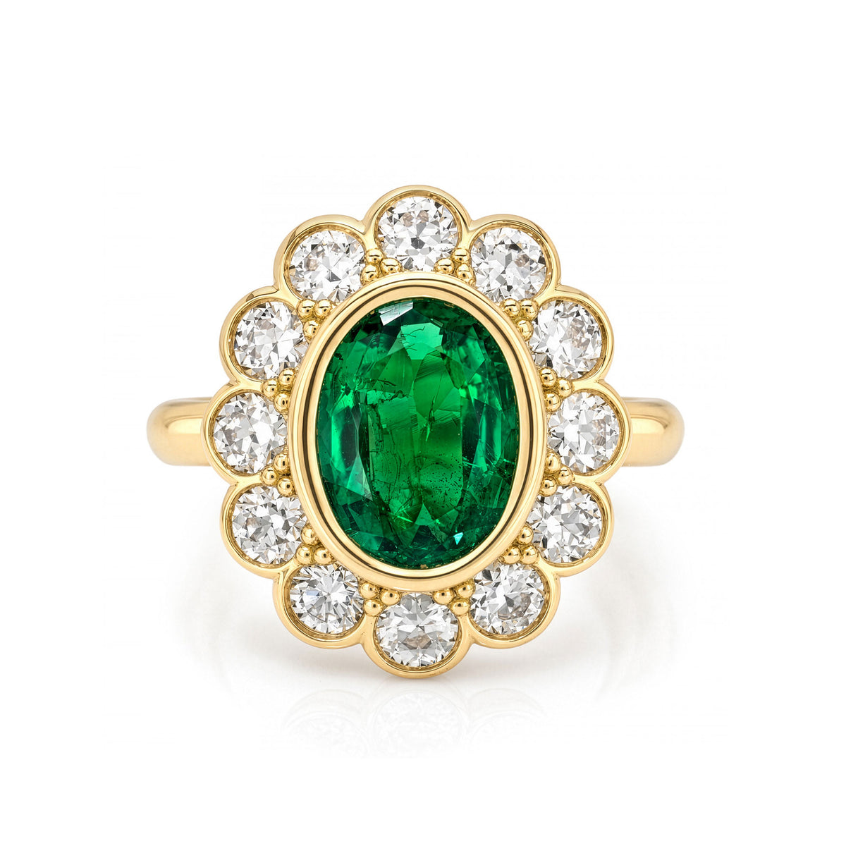 Single Stone Emerald Flora Ring