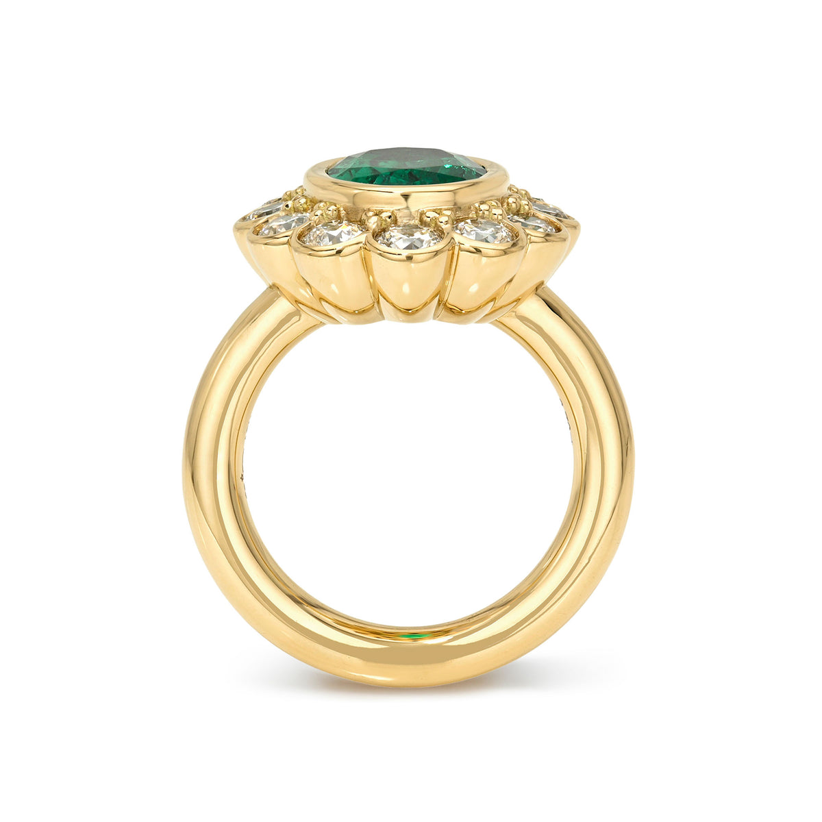 Single Stone Emerald Flora Ring