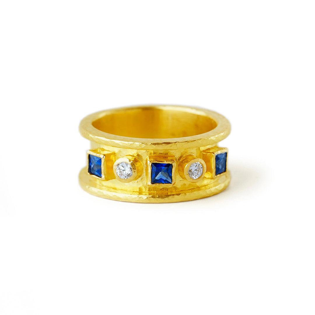 Elizabeth Locke Sapphire & Diamond Stack Ring