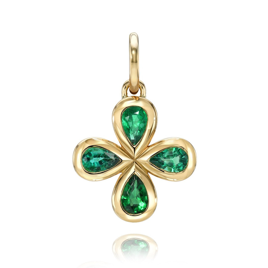 Single Stone Emerald Rosemary Cross Pendant