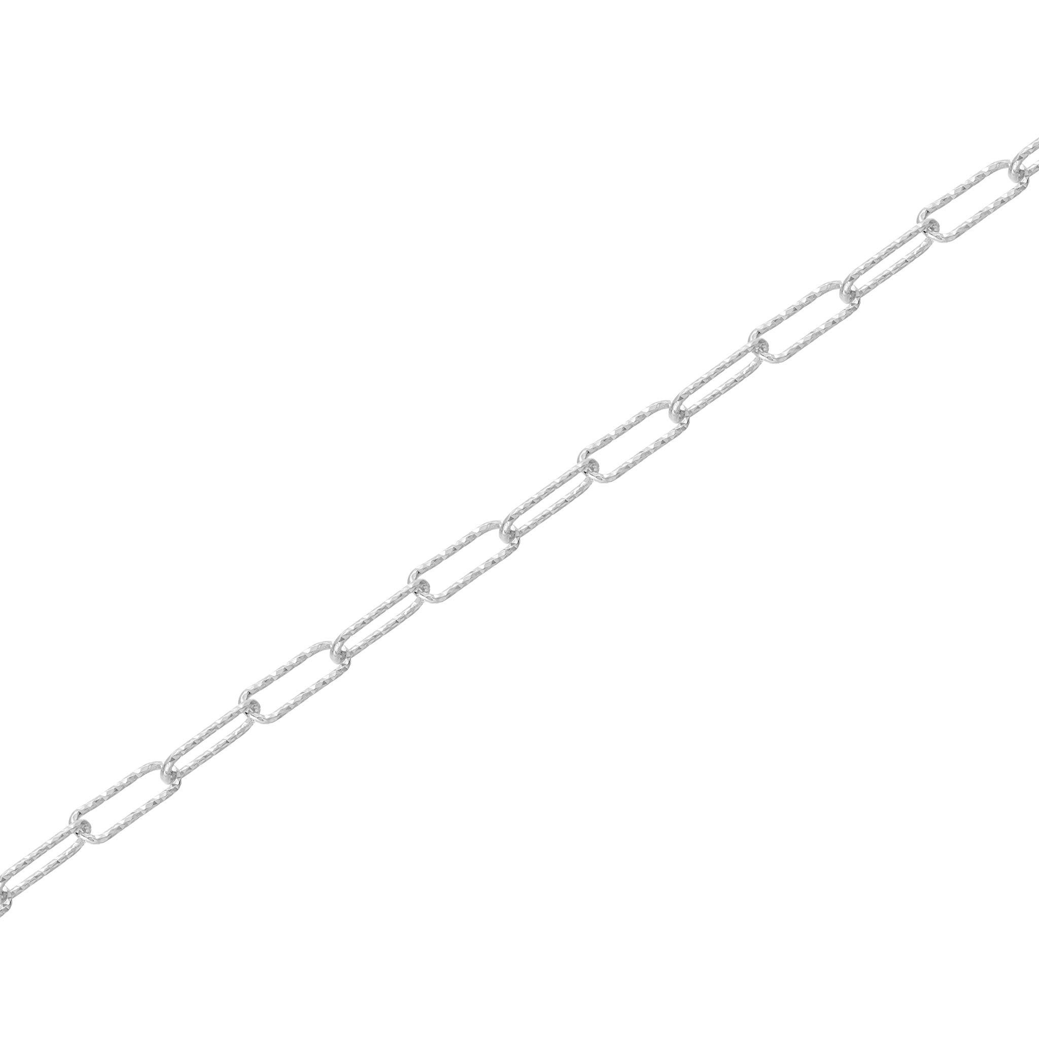 Charles Garnier Rhodium-Plated Sterling Silver Diamond-Cut 3mm Paperclip Chain Bracelet