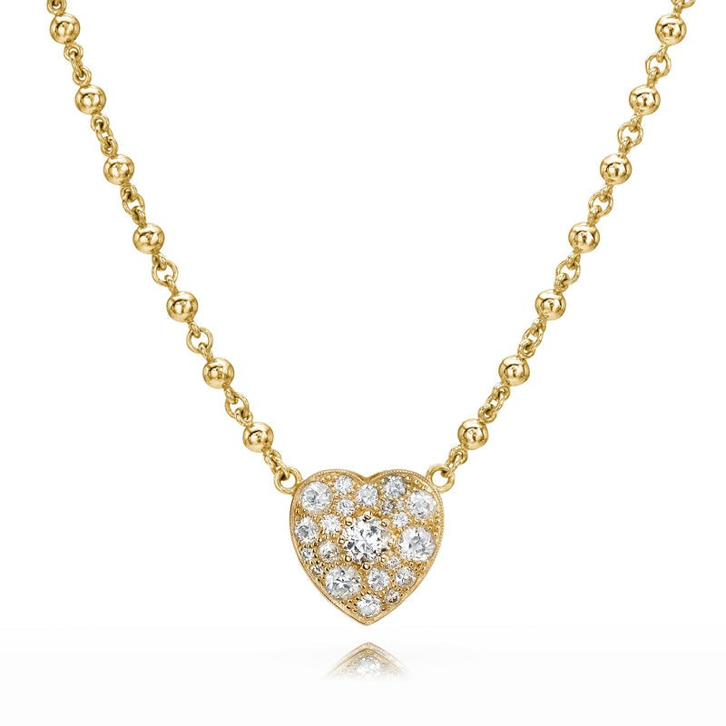 Single Stone Small Cobblestone Heart Necklace