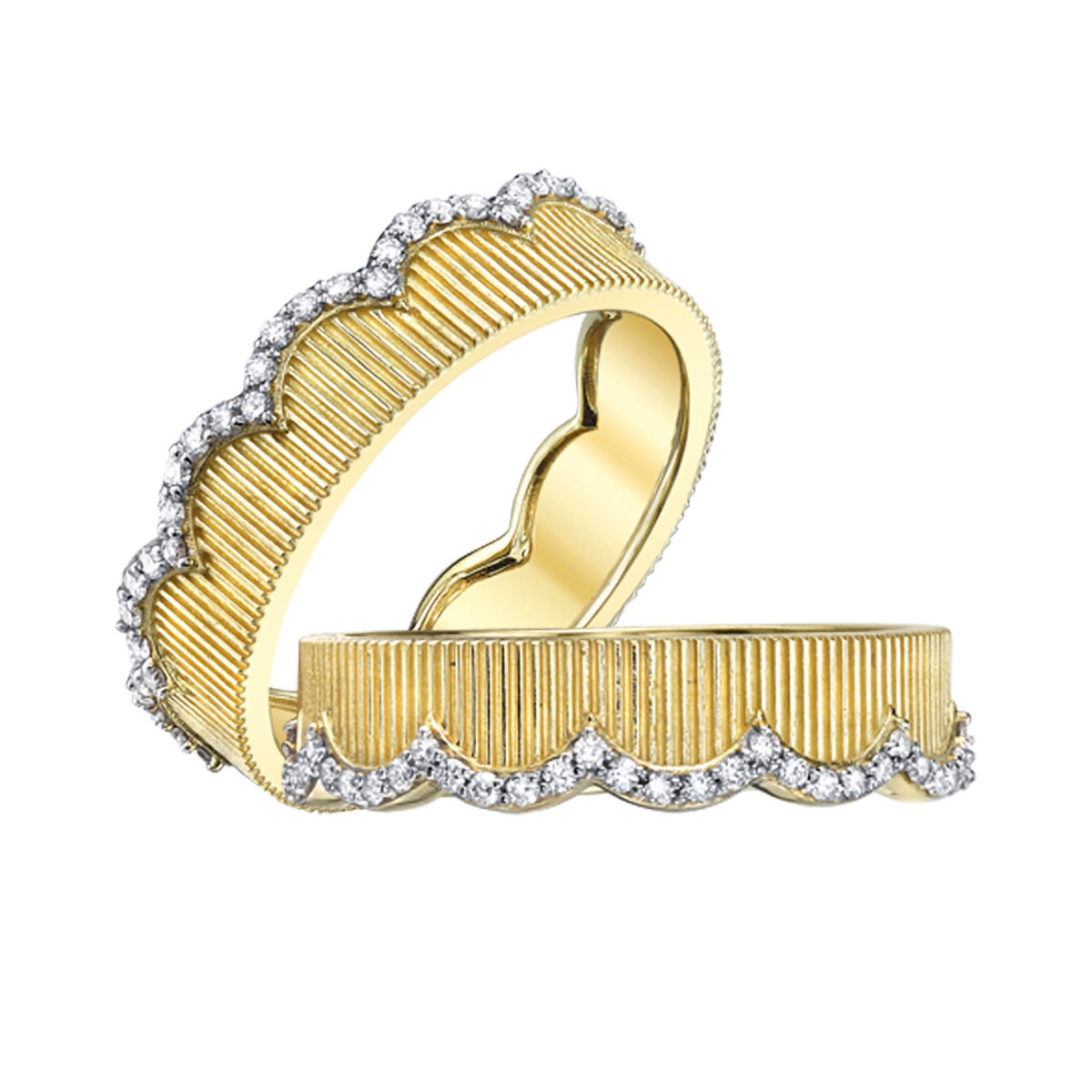Sloane Street 18K Gold Diamond Scalloped Strie Eternity Band