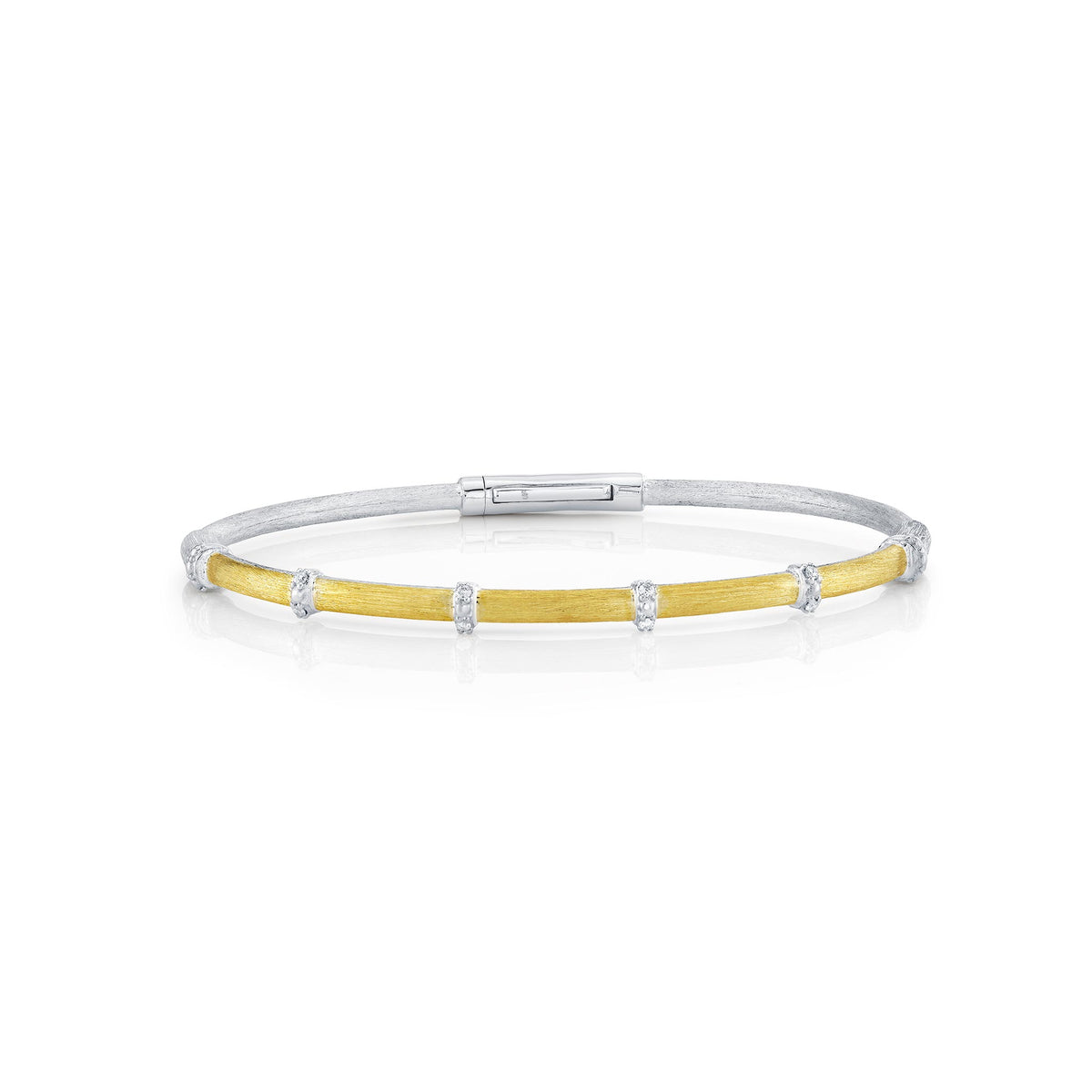 Sloane Street Sterling Silver 18K Gold Bangle with Diamond Rondelles