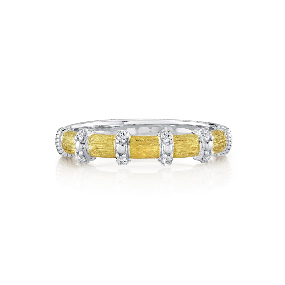 Sloane Street Sterling Silver 18K Gold Band with Diamond Rondelles