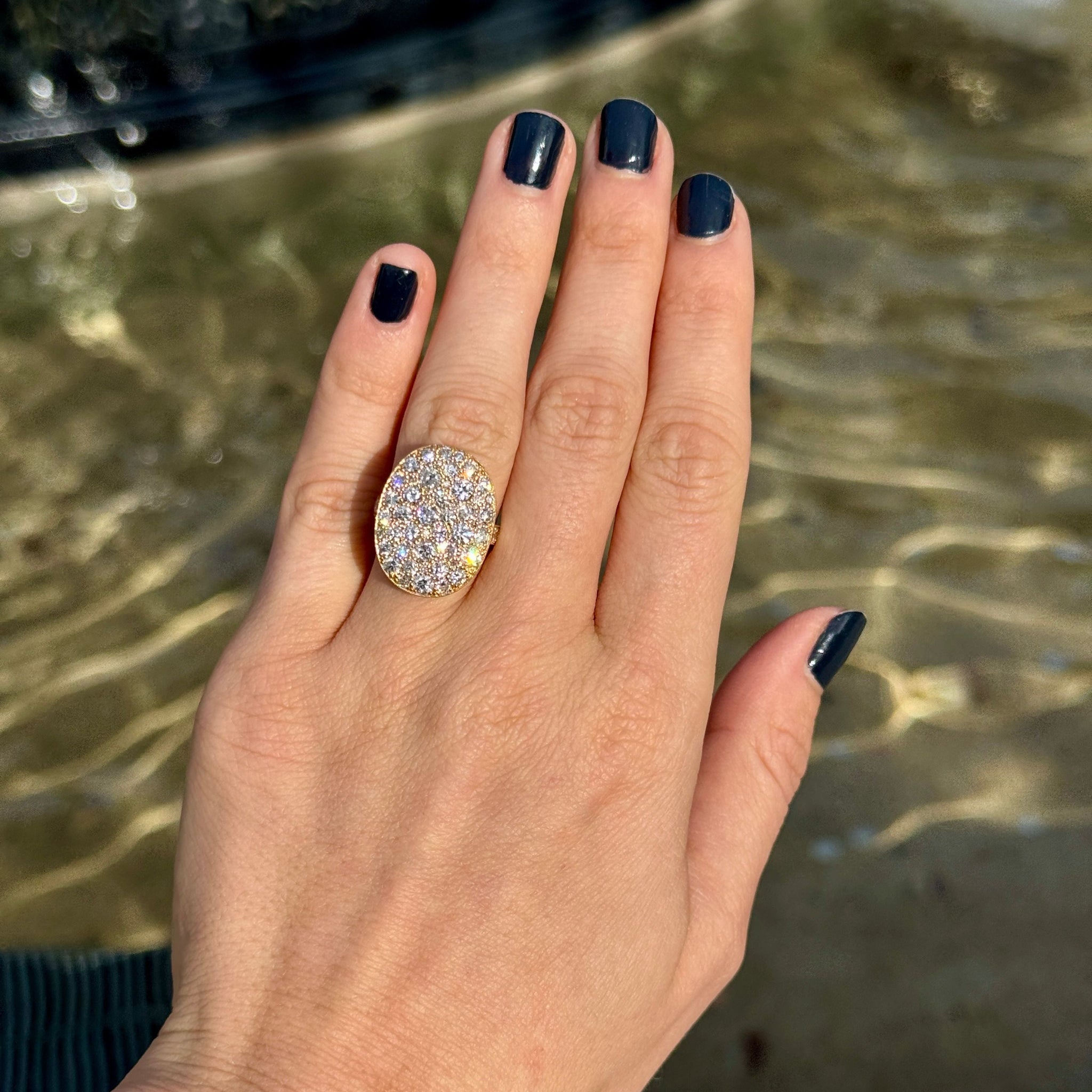 Single Stone Oval Cobblestone Ring