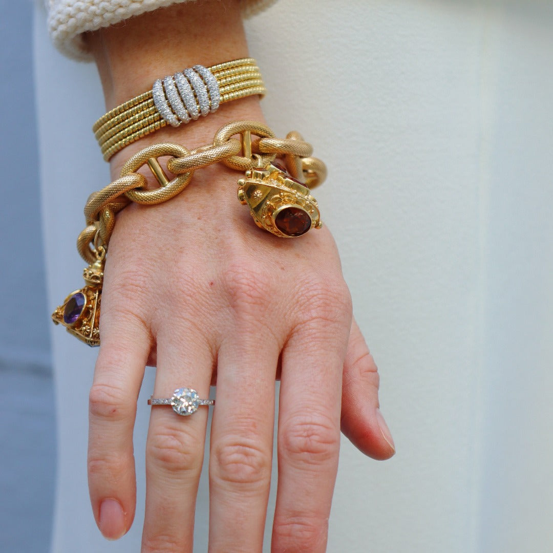 Estate Jewelry:Bracelets, Diamond, Sapphire, Garnet, Cultured Pearl, Gold  Charm… | Charm bracelet, Vintage charm bracelet, Gold charm bracelet
