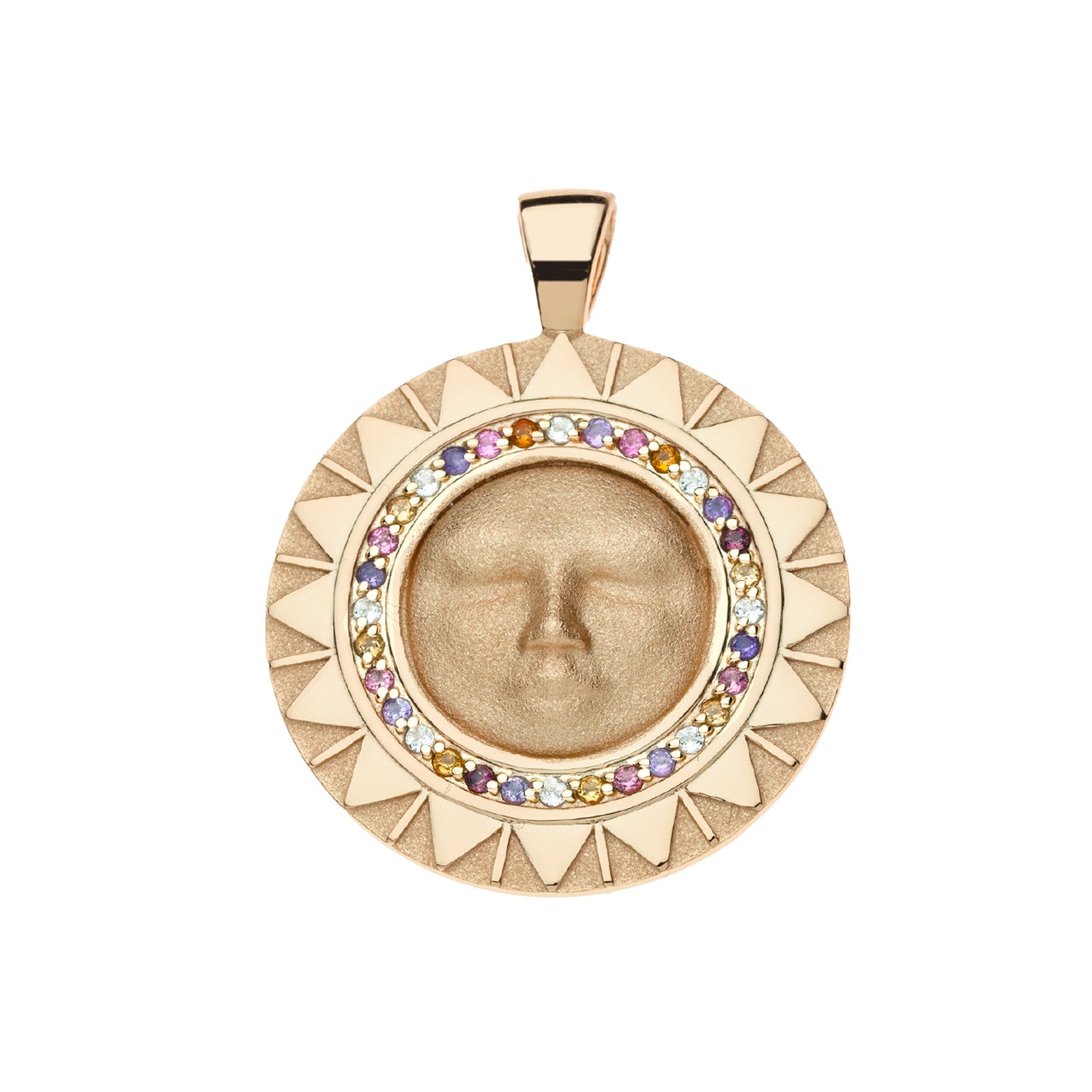 Jane Win STRONG Blazing Sun Coin Pendant Necklace