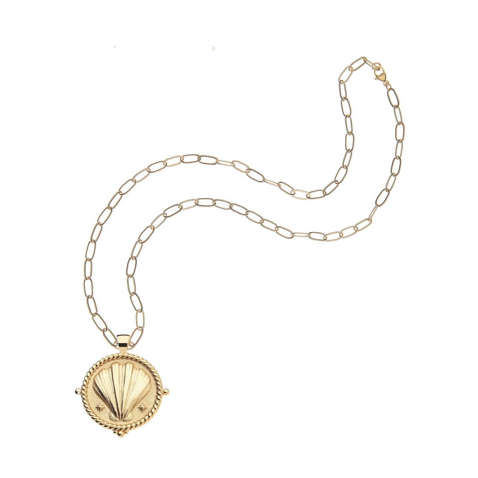 Jane Win STRONG Clamshell Original Coin Pendant Necklace