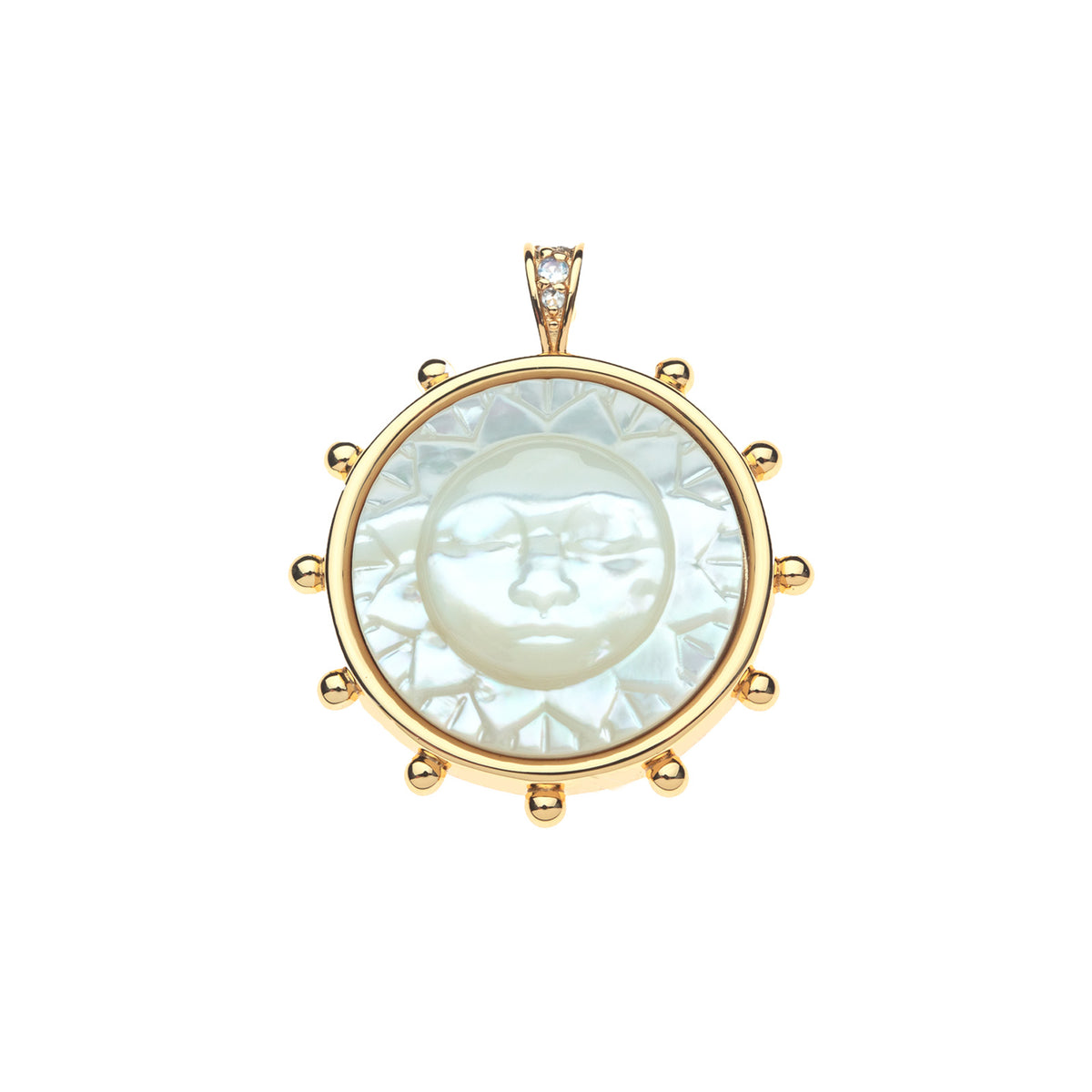 Jane Win STRONG Ever Shining Sun Carved Stone Pendant Necklace