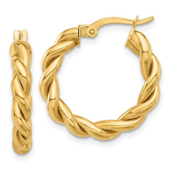 14K Yellow Gold 23mm Twisted Hoop Earrings
