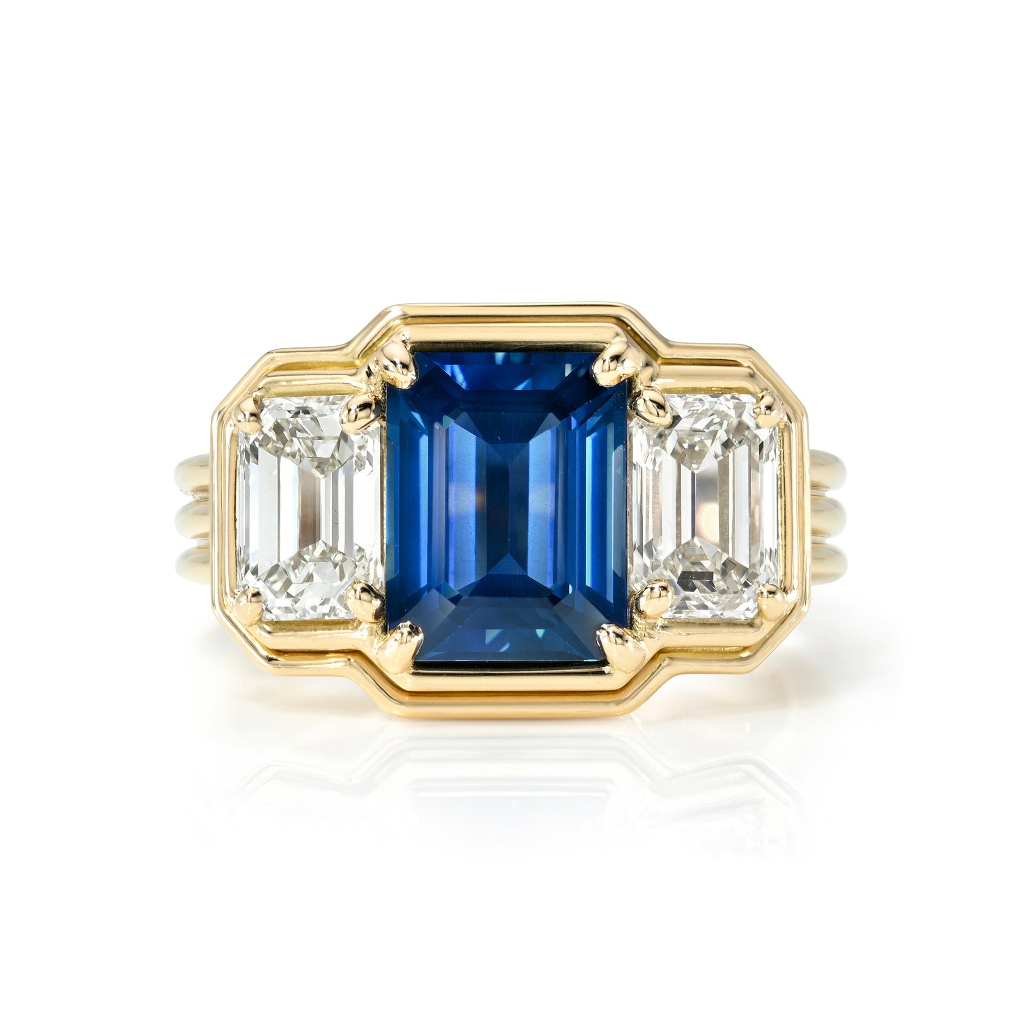 Single Stone Sapphire & Diamond Three-Stone Eleni Ring