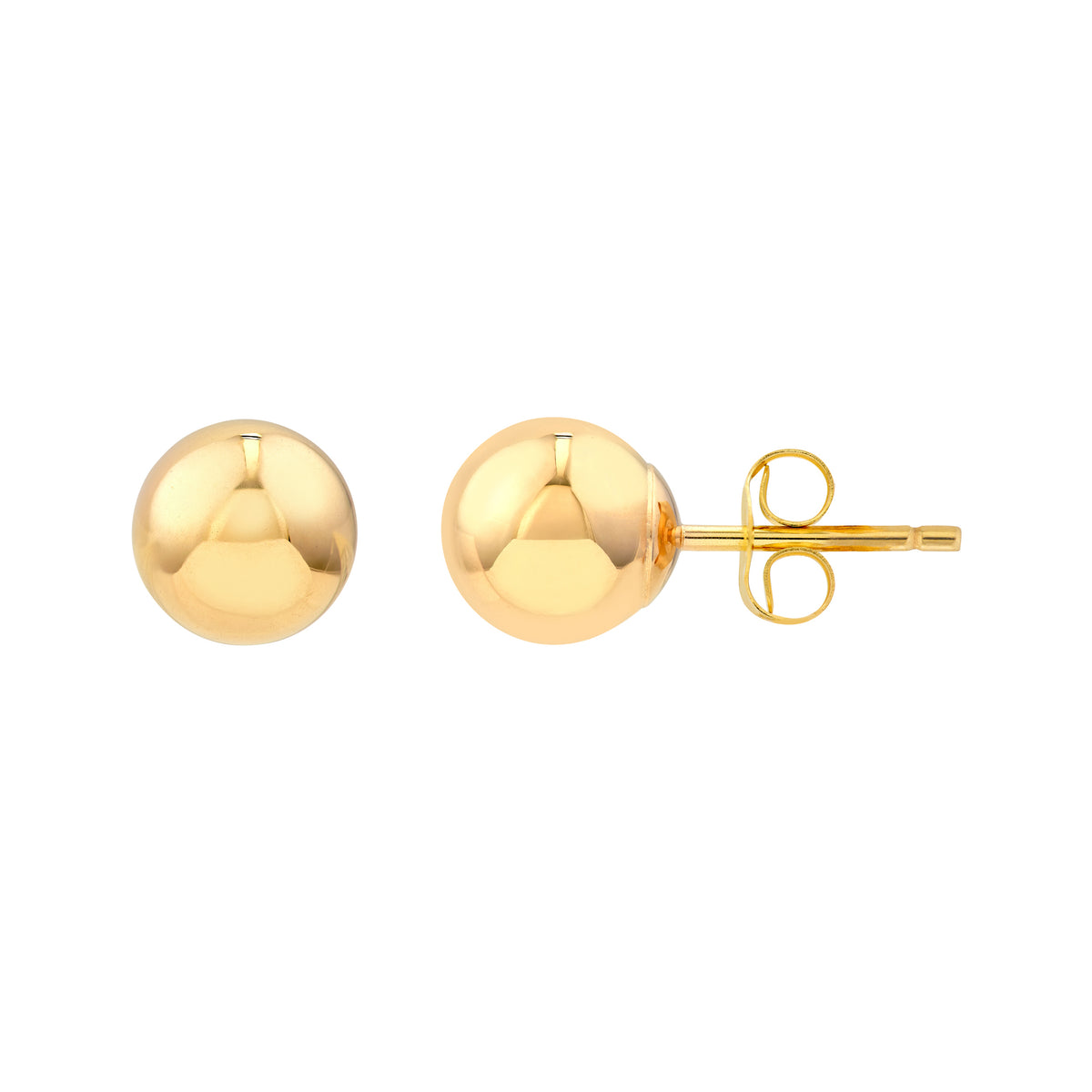 14K Yellow Gold 6mm Polished Ball Stud Earrings