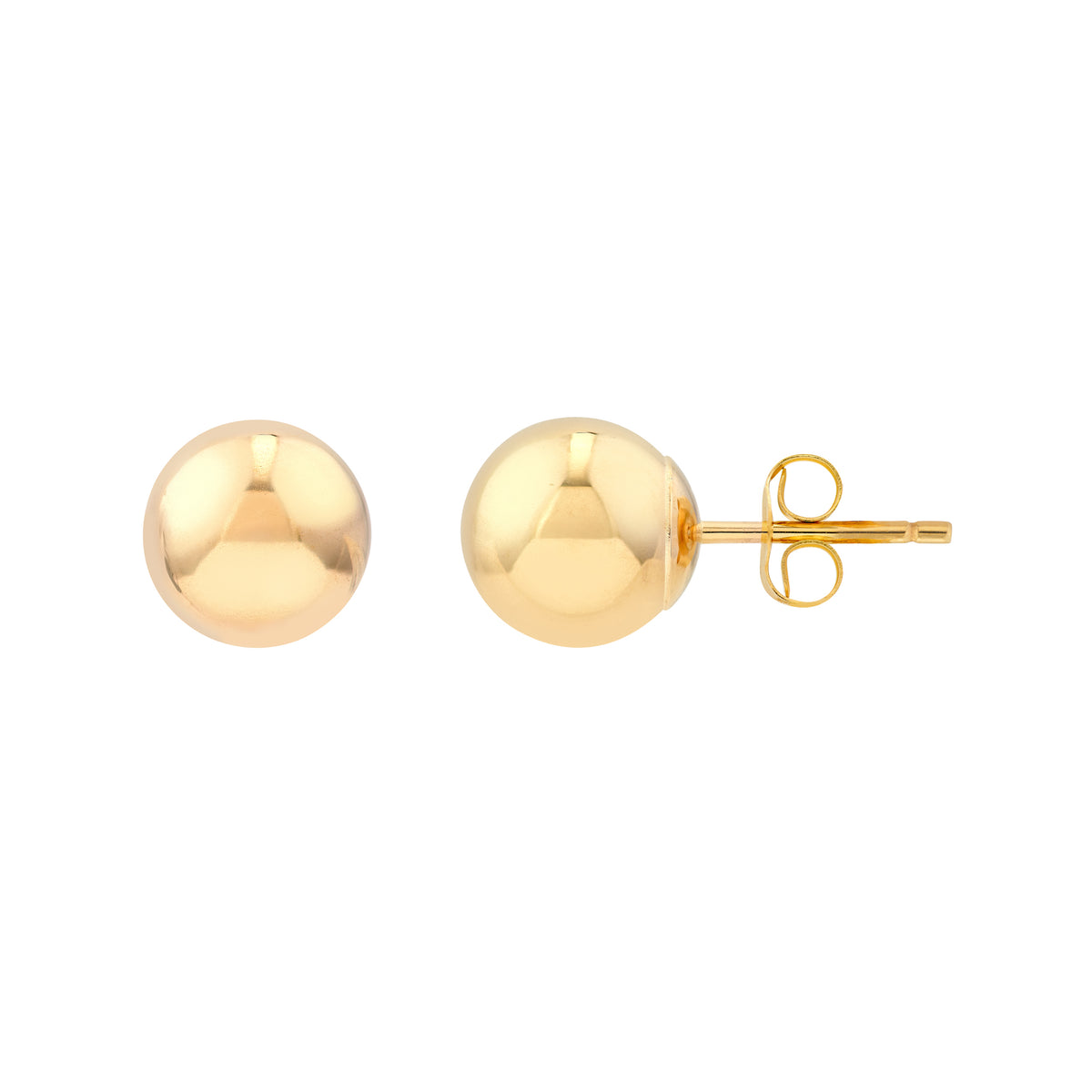 14K Yellow Gold 7mm Polished Ball Stud Earrings