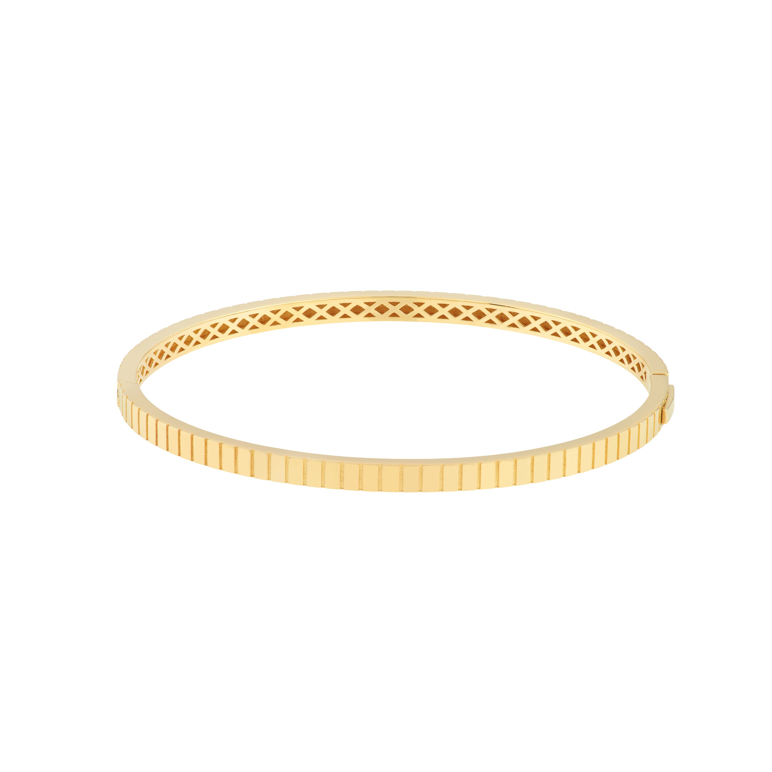 14K Yellow Gold Fluted Hinge Weave Bangle