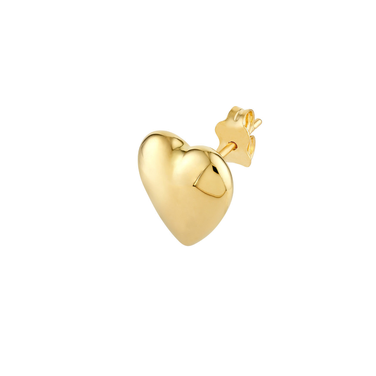 14K Yellow Gold Polished Puff Heart Stud Earrings