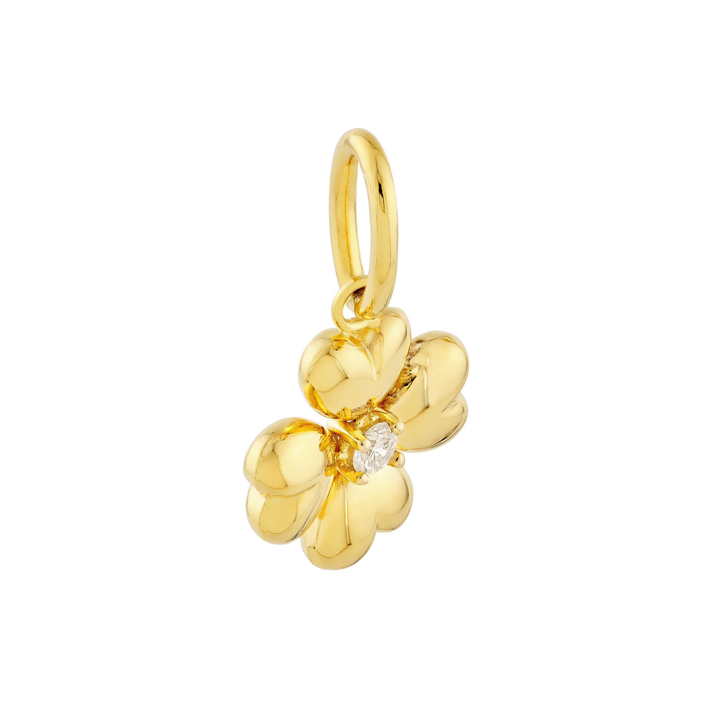 Diamond 14K Yellow Gold Puff Flower Charm