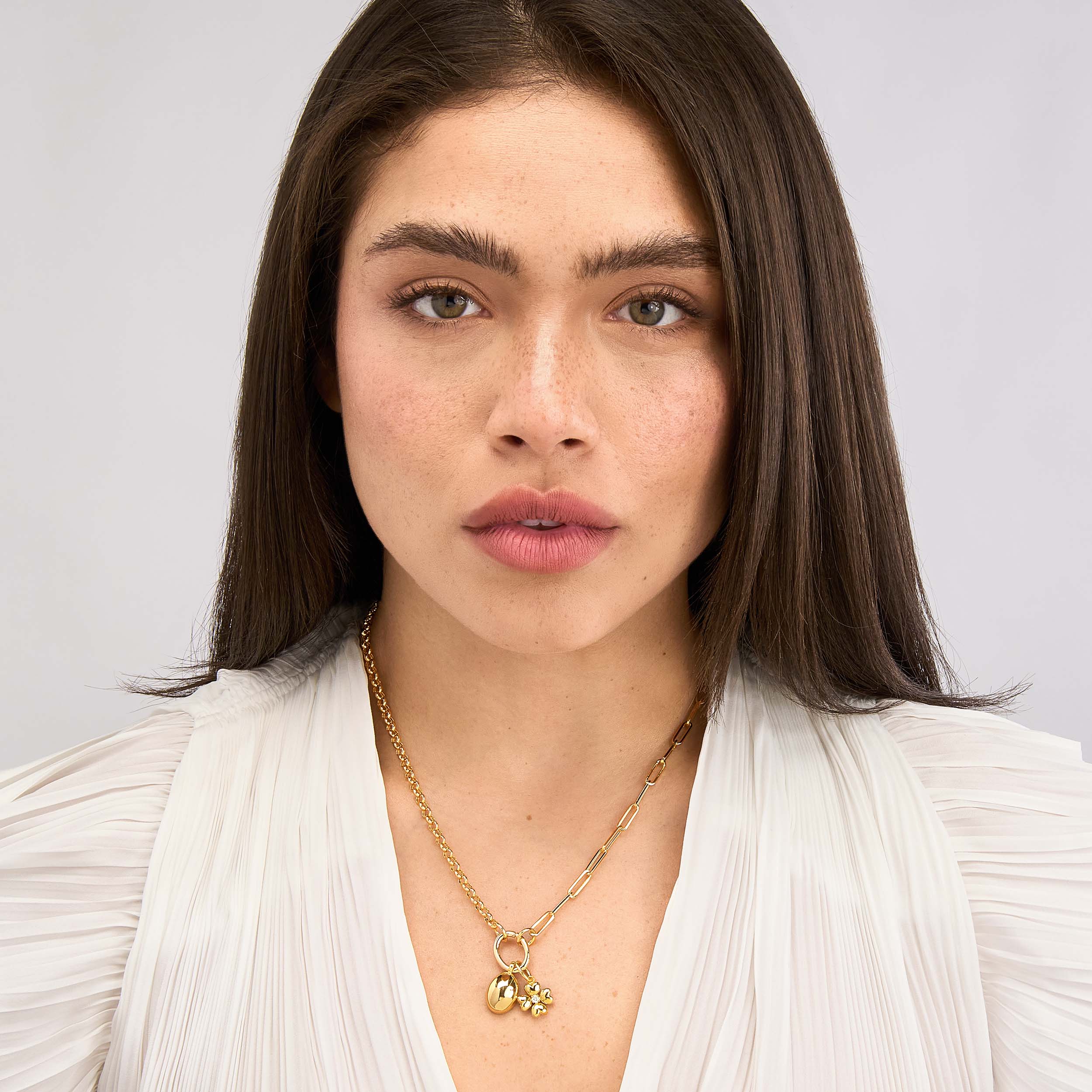 Diamond 14K Yellow Gold Puff Flower Charm