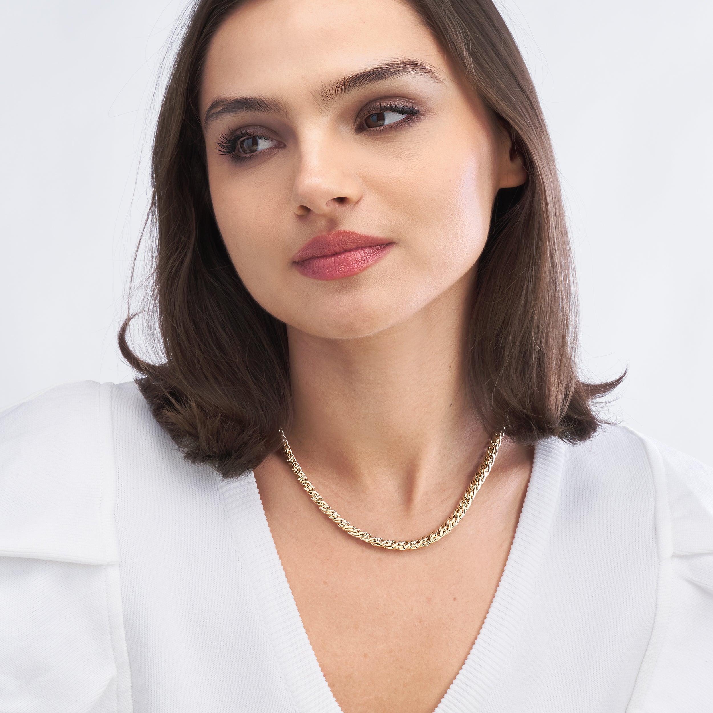 14K Yellow Gold Byzantine Twisted Chain Necklace 18"