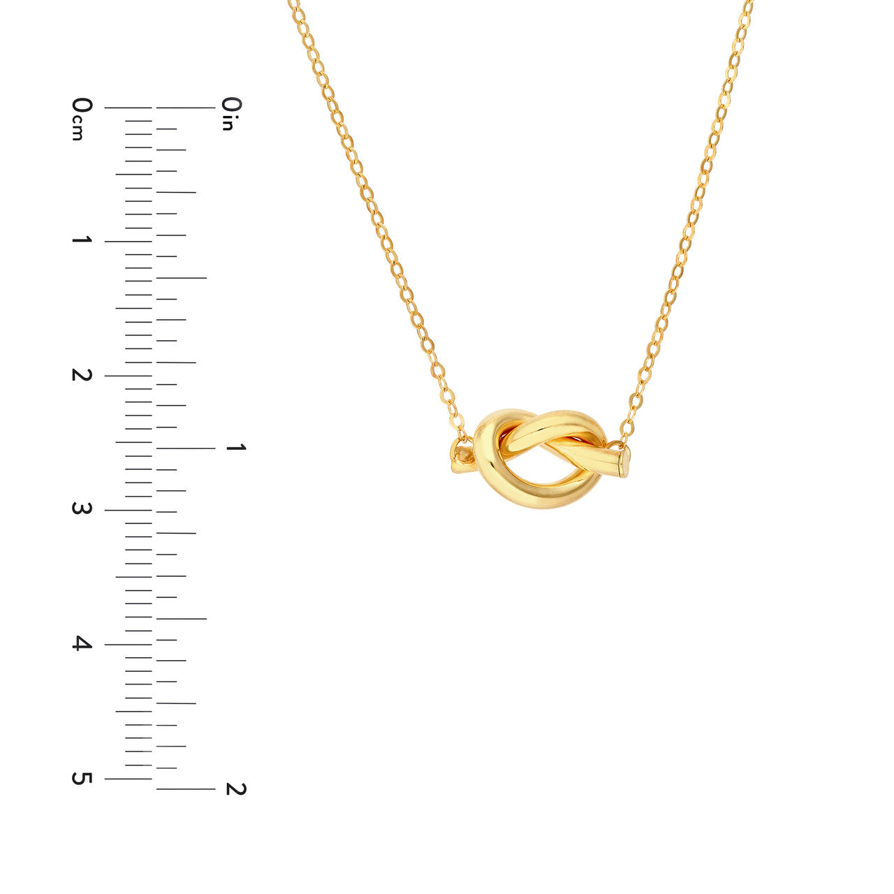 14K Yellow Gold 2mm Tube Love Knot Necklace