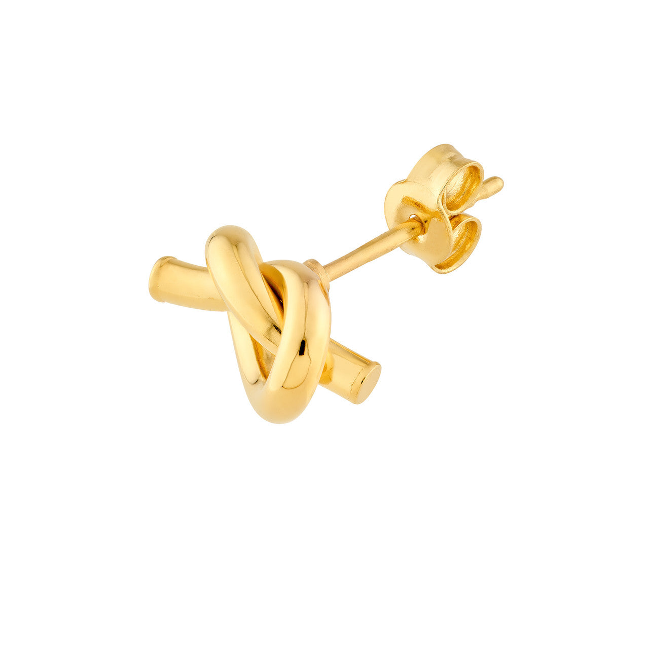 14K Yellow Gold 2mm Tube Love Knot Stud Earrings